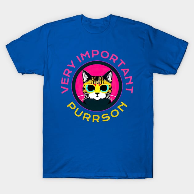 Very Important Purrson Text And A Cat In Sunglasses Portrait T-Shirt by funfun